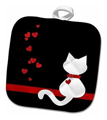 3d Rose Pet Lovers Red Hearts Siamese Kitty Cat Pot Holder, 