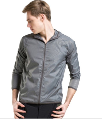 Chaqueta Rompevientos Hombre Impermeable Gris - Deportes