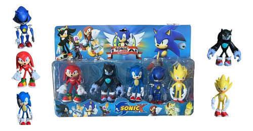 Kit Sonic 5 Bonecos Sonic Conjunto Action Figure -