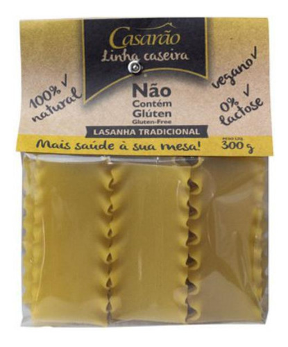 Kit 3x: Macarrão Lasanha Tradicional Sem Glúten Casarão 300g