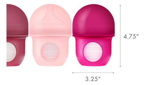 Set De 3 Biberones Boon Nursh Anticólicos 4 Oz Rosa 0meses+