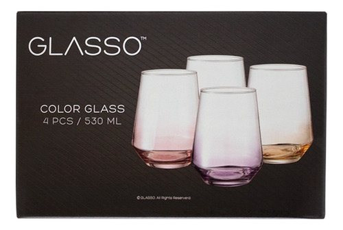 Set De 4 Vasos Glasso Fondo Color Color Colores