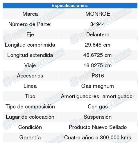 2 Amortiguadores Gas Magnum Chevrolet P10 70 68 A 72