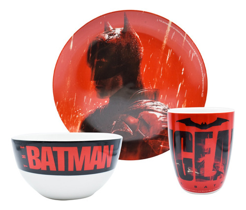 Vajilla De Porcelana Dc Batman Para 4 Personas 12 Pzas Color Rojo