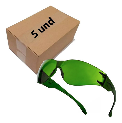Óculos De Segurança Proteção Summer Verde Kit 5 Peças
