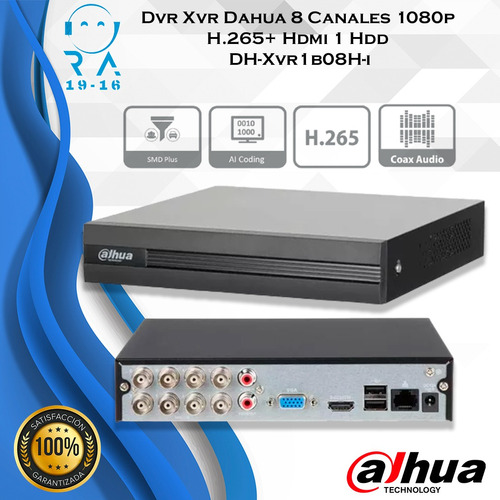 Dvr Dahua Pentahibrido 8 Canales 5mp Dh-xvr1b08h-i