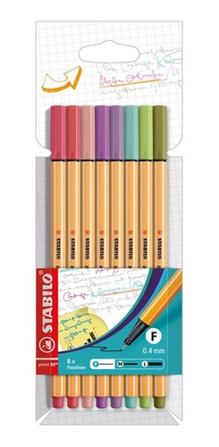 Microfibras Stabilo Pen 88 Nuevos Colores X 8 Pastel