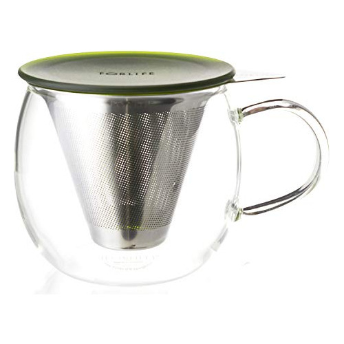 Lucidity Glass Brew Cup With Strainer, 12 Oz/355ml, Gre...