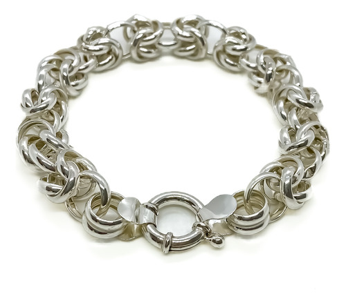 Pulsera Punto Peruano Con Marinero Plata 925 22 Cm 