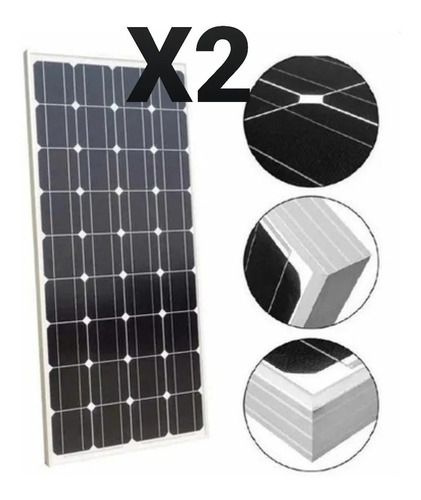 Pack X 2 Panel Solar 100w 12v Monocristalino Fotovoltaico
