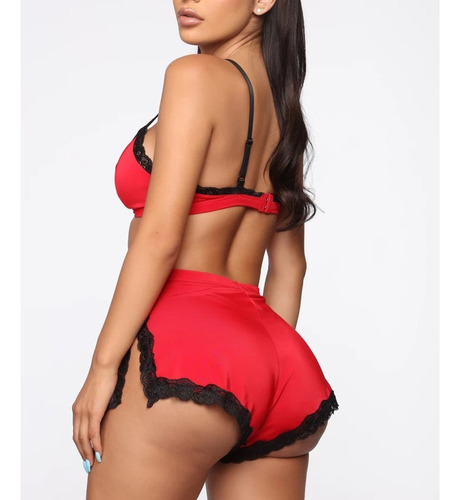 Conjunto De Lencería Con Sujetador De Encaje Para Mujer