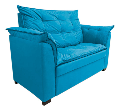 Sofá Namoradeira Dandara 2 Lug Decor Alice Para Sala Suede Cor Azul Turqueza Desenho Do Tecido Liso