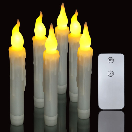 Pchero 6pcs Led Taper Candles With Remote Control, Battery .