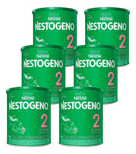 Nestogeno 2 Fórmula Infantil 6-12 Meses Kit C/6 Latas 800g Sem Sabor