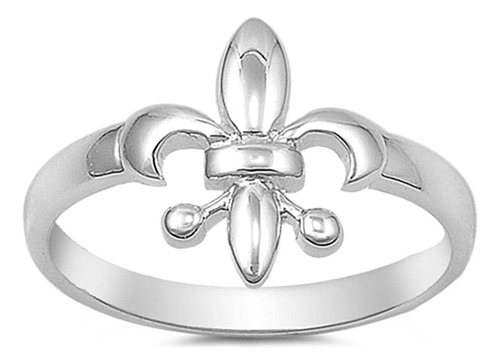 Anillo De Plata De Ley Con Flor De Lis Francés Diseño De Lir