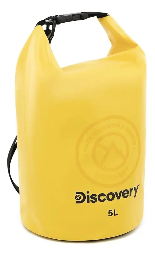 Mochila Camping Discovery Bolso Estanco 5l Impermeable New Amarillo