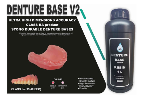 500gr Senertek Denture Base V2 Resina De Impresion Dental 3d