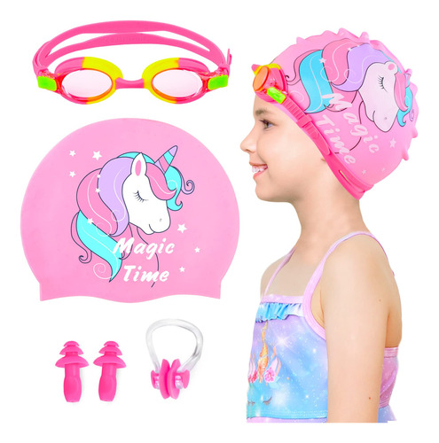 Gorras De Natacion Para Ninas (edad 2-6), Gorro De Natacion