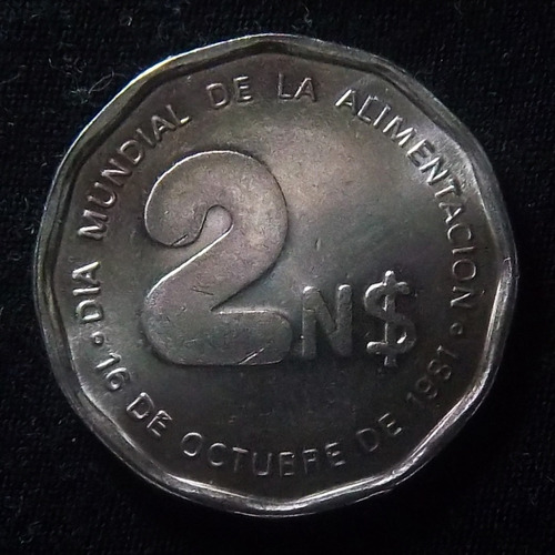 Uruguay 2 Nuevos Pesos 1981 Sin Circular Km 77 Fao Trigo