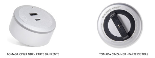Trilho Energia 1m Multiplug 3 Tomadas + 2 Usb (a+c) - Cinza