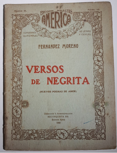 Versos De Negrita (nuevos Poemas De Amor)fernandez Moreno A7
