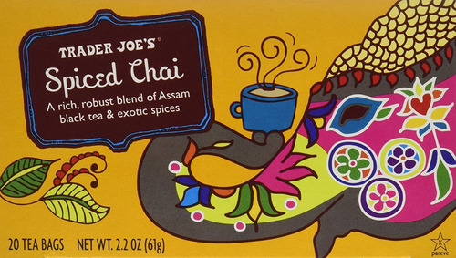 Trader Joe's Spiced Chai, 20 Bolsas 1 Caja