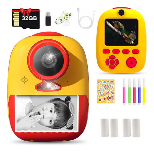 Cámara Digital Hd Con Impresora Y Tarjeta De 32gb Para Niños