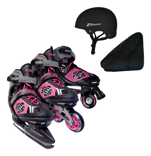 Patines Ajustables 3en1 Roller Línea Hielo R +casco +mochila