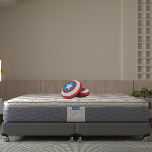 Colchón Restonic King Size Nápoles Élite Foam Viscoelástico + 2 Cojines Superheroe