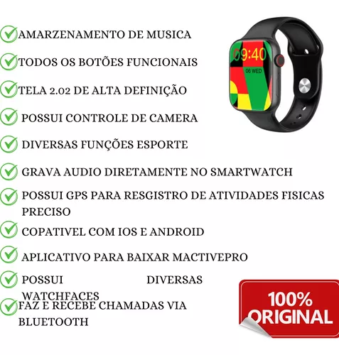 Relógio SmartWatch Digital App Bluetooth Musica Notificações - Preto