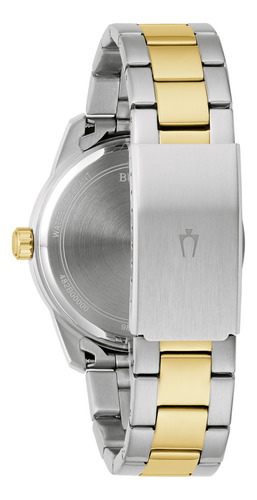 Reloj Bulova Mujer 98a316 Correa Bitono Plateado/dorado Bisel Dorado Fondo Plateado