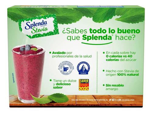 Splenda Endulzante Stevia 100 Sobres De 1g C/u