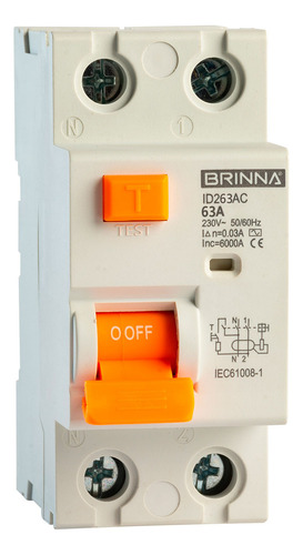 Disyuntor Diferencial 2x63 Brinna Monofasico 30ma Bipolar