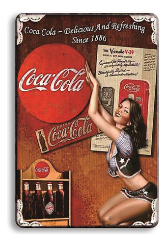 Retroshop Vinilo Decorativo Coca Cola 30cm X 40cm Gris