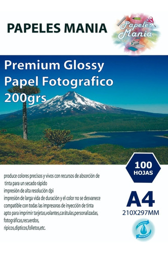 Papel Fotografico Glossy A4 100 Hojas Calidad Premium 