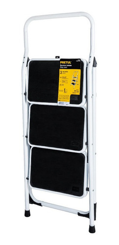 Escalera Plegable 3 Pasos Acero Capacidad 150kg Pretul 24120 Color Blanco prisma