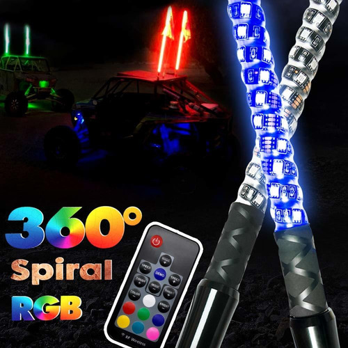 Gtp Antena De Luces Led En Espiral De 360, 20 Colores Rgb, 2