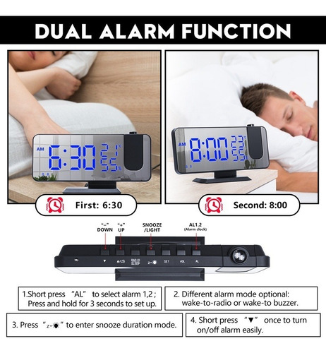 Proyector De Reloj Despertador De Proyección Con