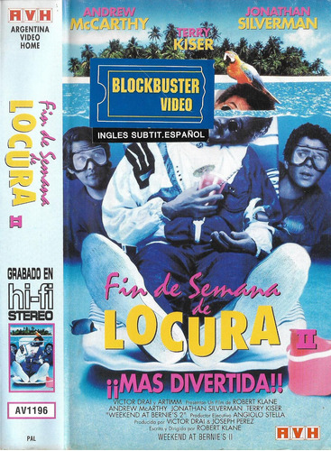 Fin De Semana De Locura Ii Vhs Andrew Mccarthy Terry Kiser