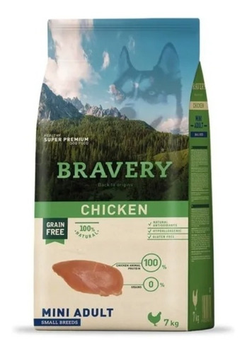 Alimento Bravery Chicken Mini Adult Small Breed 7 Kg