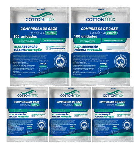 100 Compressa Gaze Estéril Pacote Com 10 Unidades Atacado