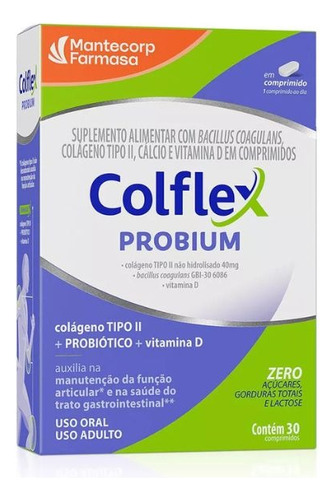 Colágeno Colflex Probium 30 Comprimidos Colágeno Tipo 2