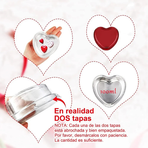 100PCS 3.5oz/100ml Mini Moldes de Torta de Corazón con Tapa Moldes de Torta de Corazón de Papel de Aluminio Banna MON-KP xin-rojo