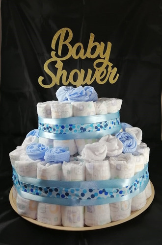 Pastel De Pañales Baby Shower Futura Mamá Bienvenida 2 Capas