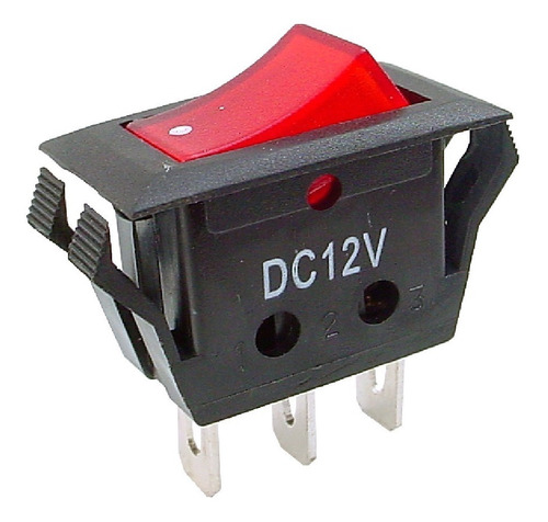 Switch C/luz On-off 12v 3pin 4clips Rojo X 10pzs