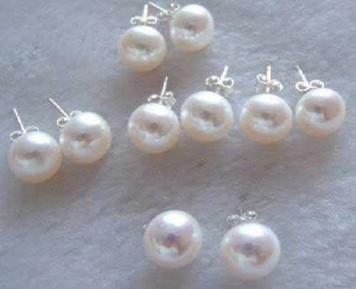 Pendientes De Perla Cultivada Blanca Natural De 10 Mm
