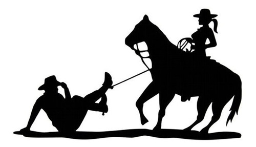 Adesivo Cowgirl Laçando Cowboy Pega Pela Perna Para Veiculos Sitio Fazenda Carro Caminhonete Vidro Janela Barato Demais!