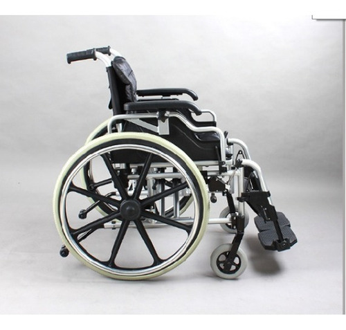 Imagen 2 de 7 de Silla De Ruedas En Aluminio Plegable Posa Brazos Rebatibles