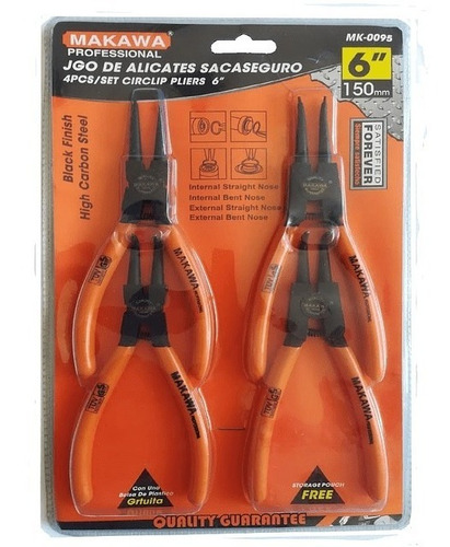 Juego Alicates 6 (150mm) Saca Seguro 4pcs Makawa Mk0095