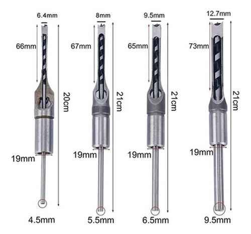 * Brocas De Agujero Cuadrado De 4 Piezas Para Madera